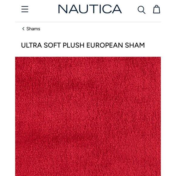 Nautica Red Ultra Soft Plush‎ European Pillow Covers 2 Extra Large 26”x26” - Picture 4 of 6